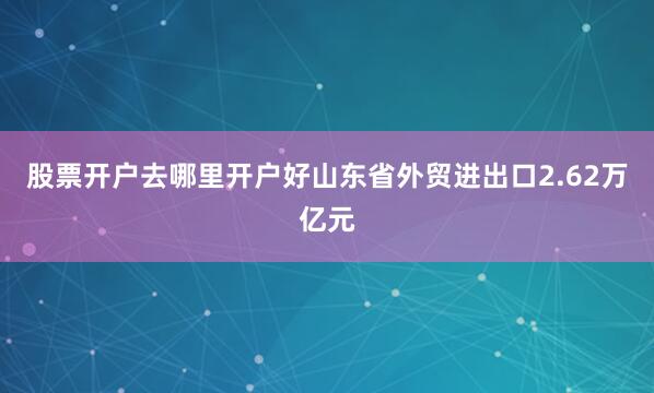 股票开户去哪里开户好山东省外贸进出口2.62万亿元